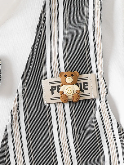 2-Pc Bow Applique Striped Formal Set
