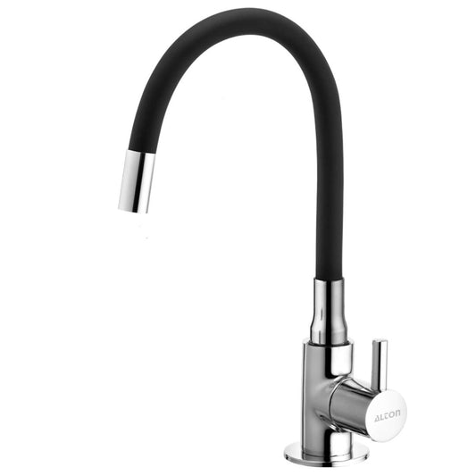 ALTON GRC3756, Brass Swan Neck with Flexible Swivel Spout, Black & Chrome Finish