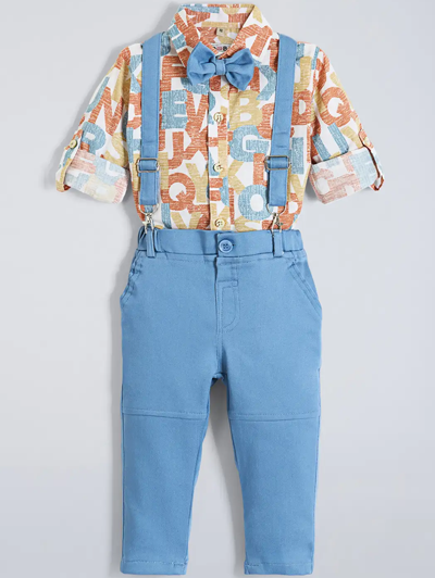 2-Pc Text Cotton Formal Set