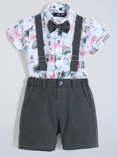 2-Pc Vehicle Printed Cottton Formal Set