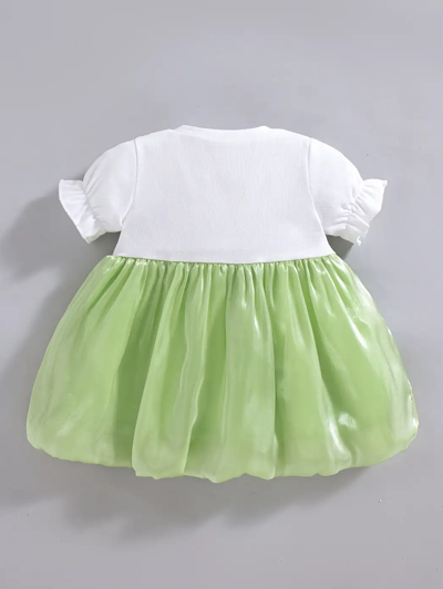Bow Applique Balloon Casual Dress