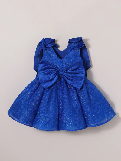 Oversized Bow Sparkle Party Dress
