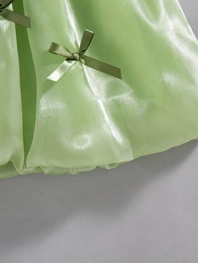 Bow Applique Balloon Casual Dress