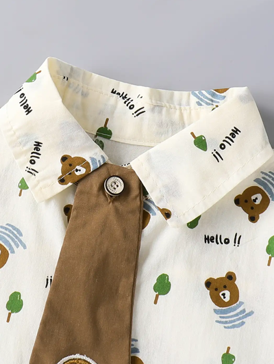 2-Pc Bear Printed Formal Set