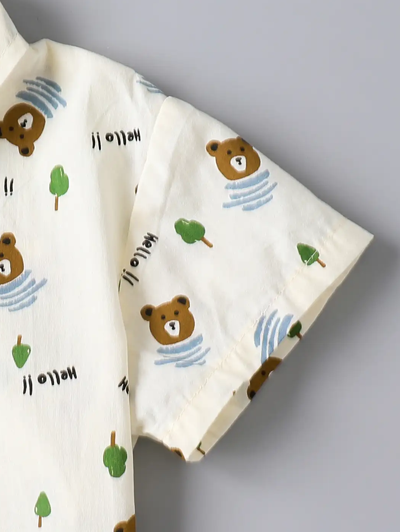 2-Pc Bear Printed Formal Set