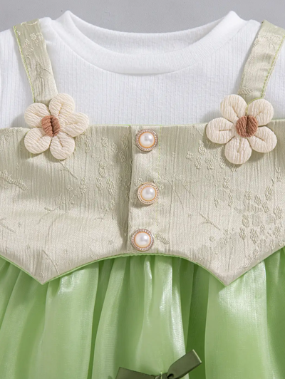 Bow Applique Balloon Casual Dress