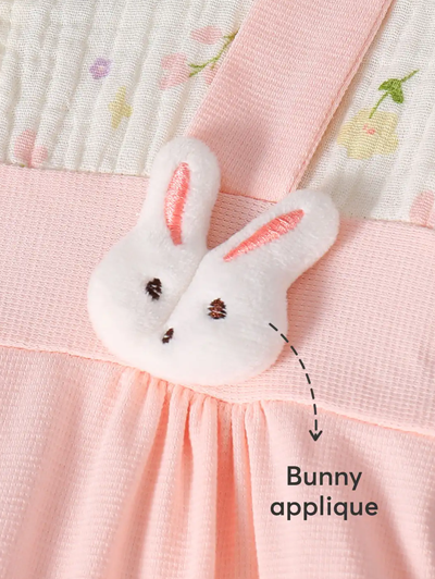 Lace Bunny Applique Cotton Romper