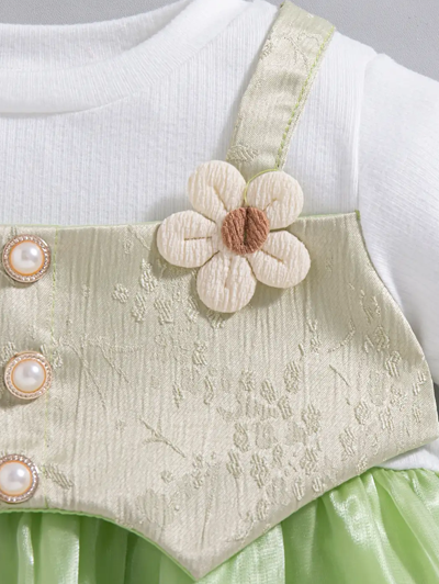 Bow Applique Balloon Casual Dress
