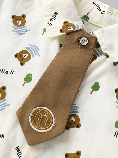 2-Pc Bear Printed Formal Set