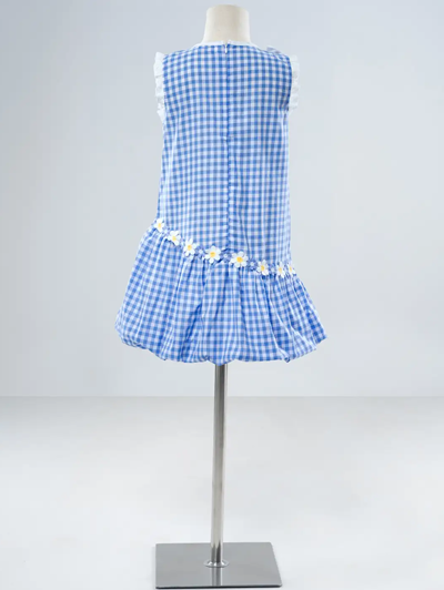 Puppy Applique Checkered Dress