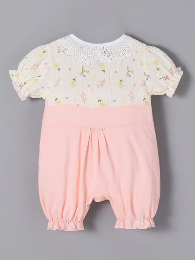 Lace Bunny Applique Cotton Romper