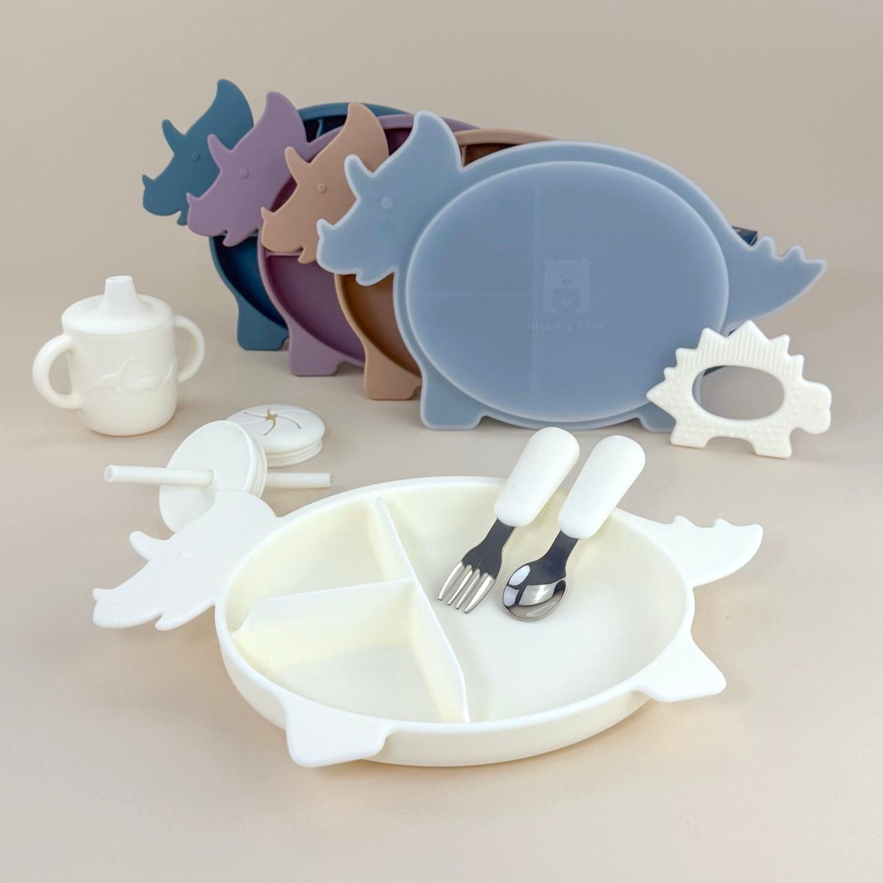 Triceratops Dino Section Plate with Lid