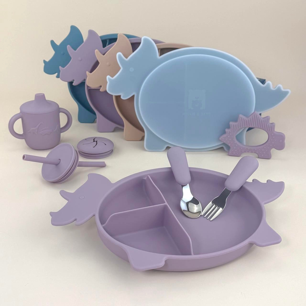 Triceratops Dino Section Plate with Lid