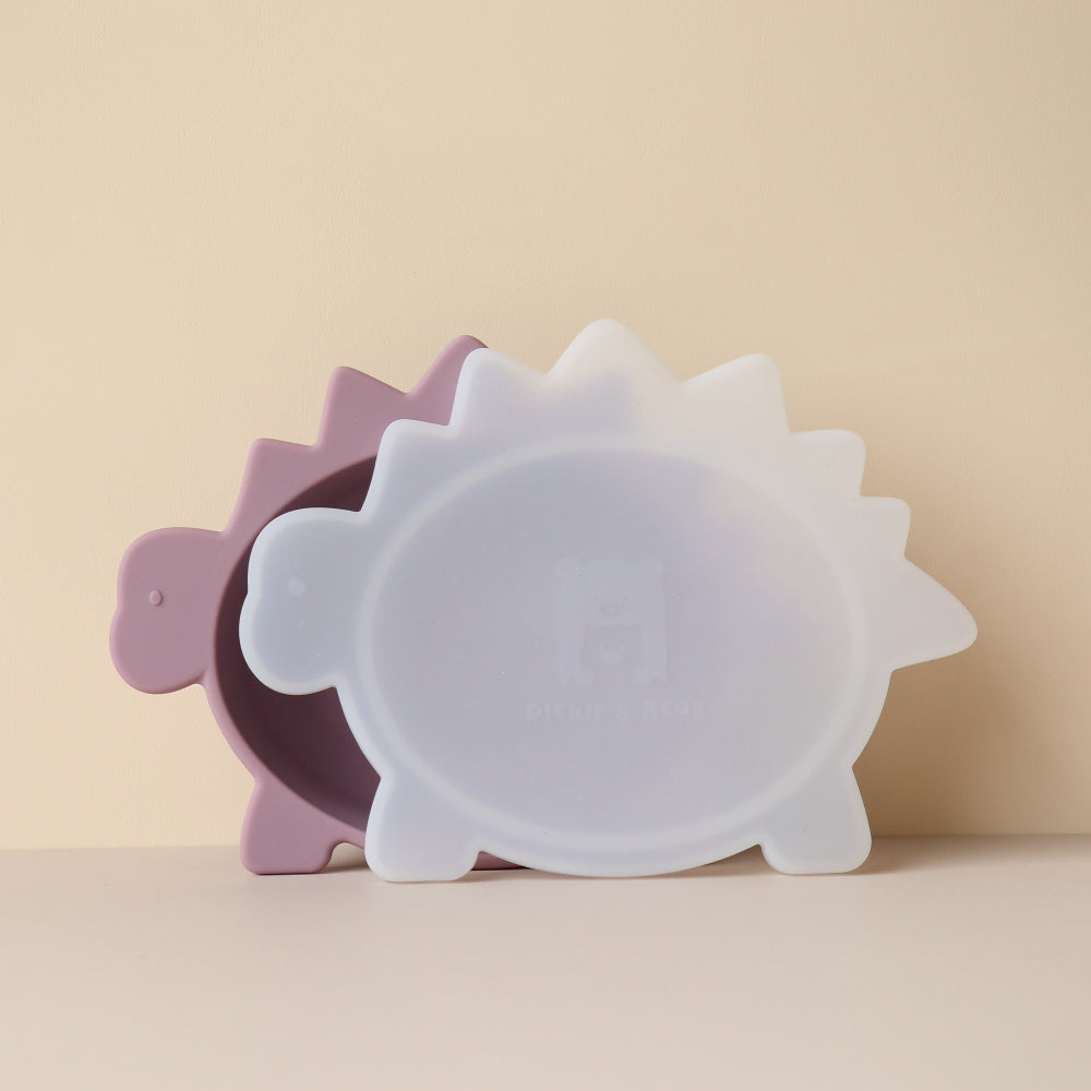 Baby Stegosaurus Dino Bowl with Lid Hushed Plumb