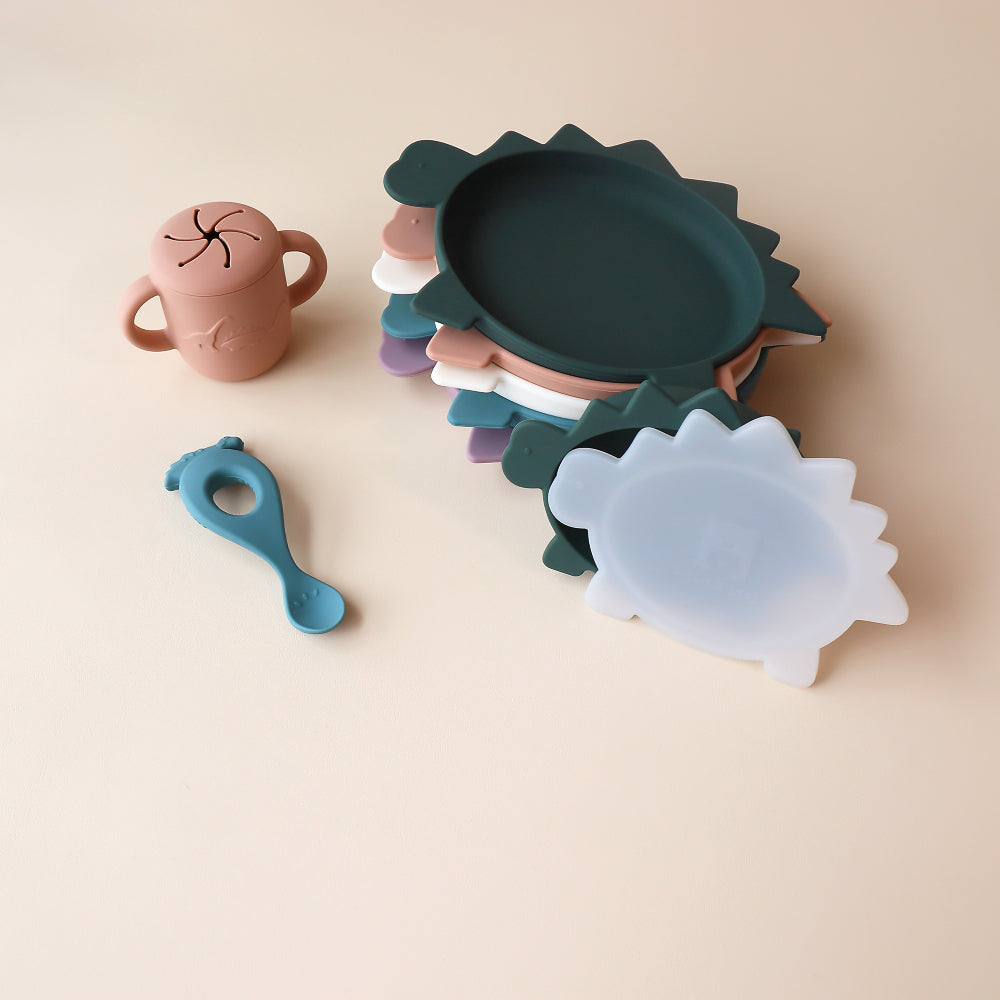 Baby Stegosaurus Dino Plate Forest Green