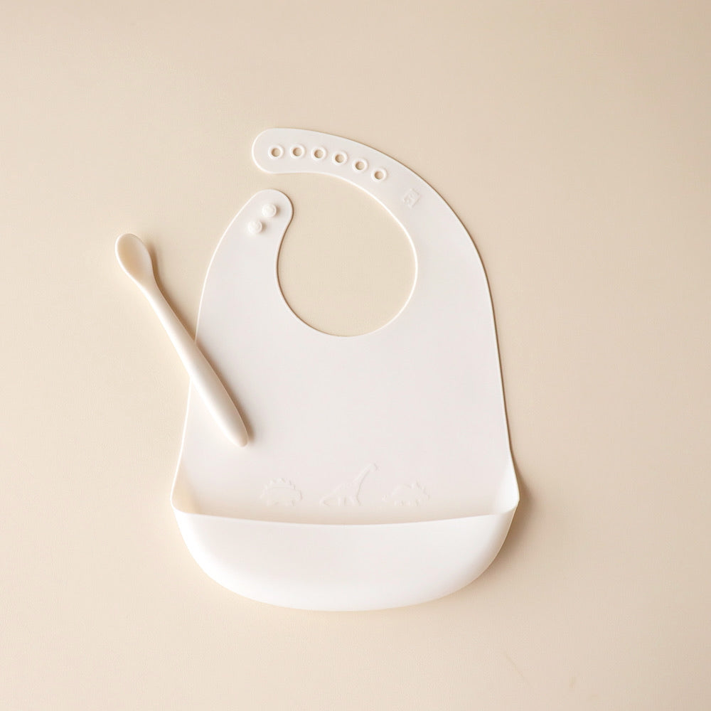 Bib and Spoon Set dino marshmallow