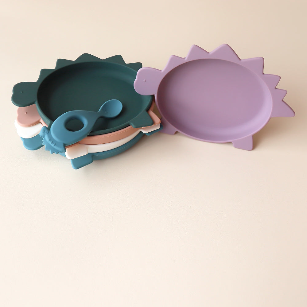 Childrens Stegosaurus Dino Plate Hushed Plumb