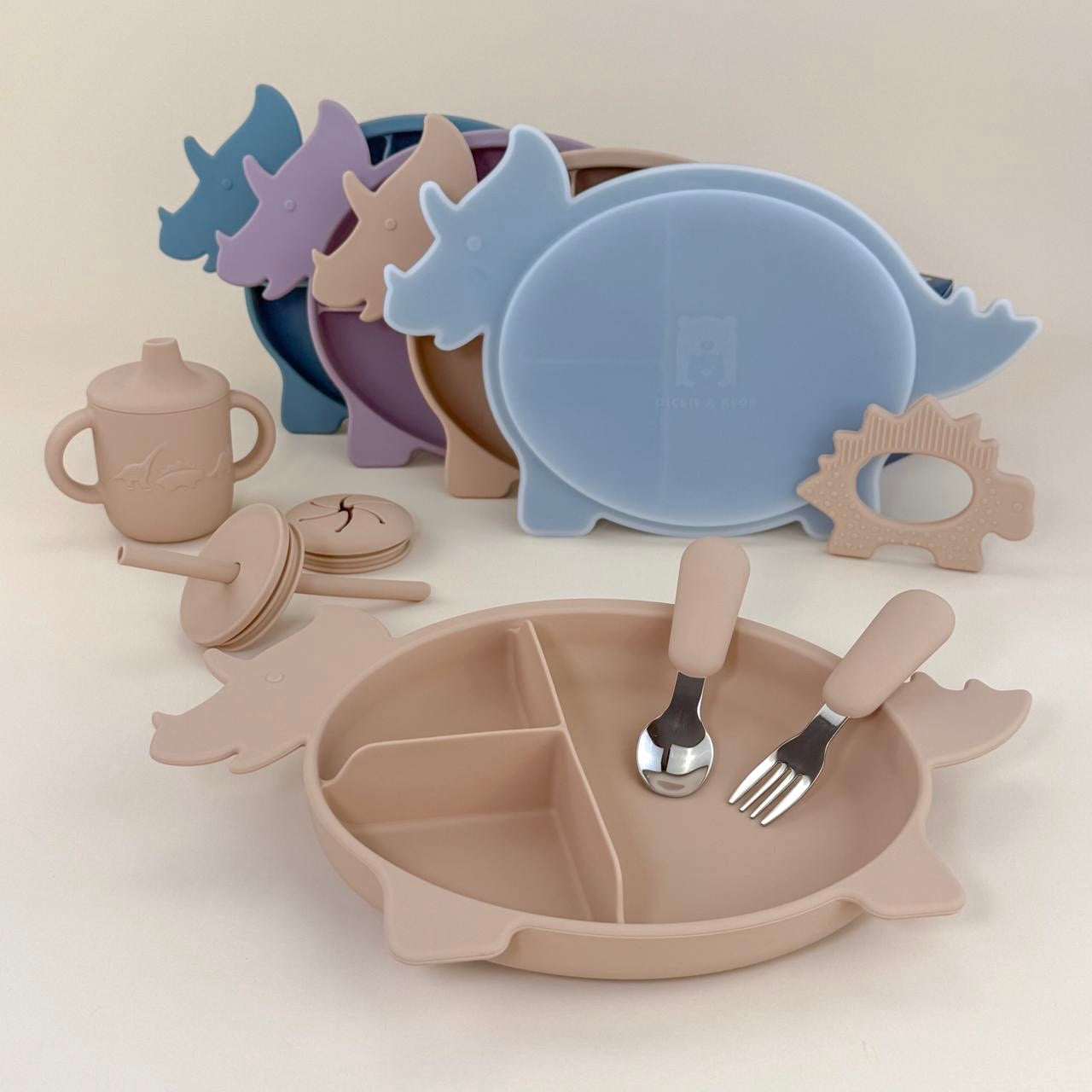 Triceratops Dino Section Plate with Lid