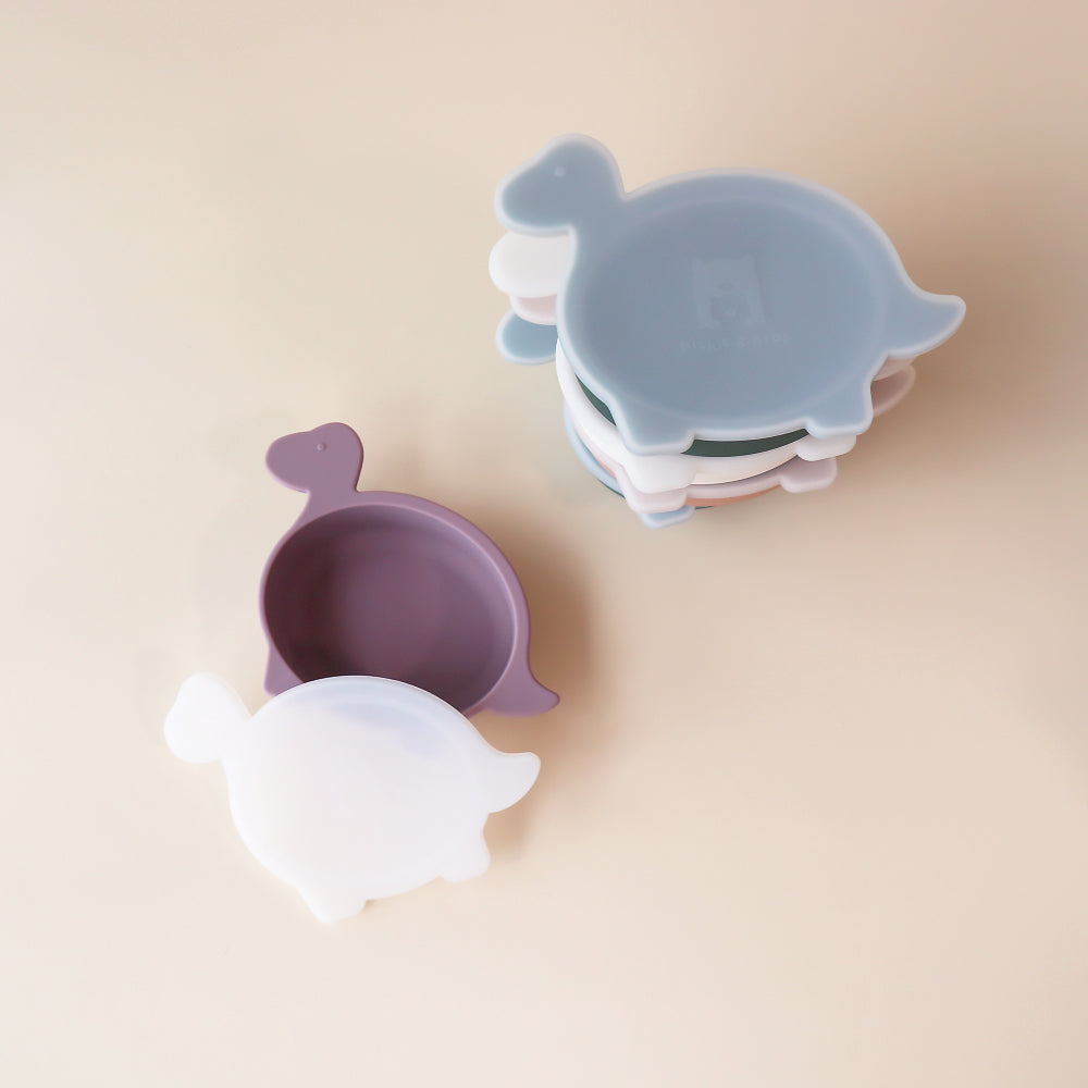 Pickle And Bear Diplodocus Dino Bowl With Lid Pastel Colours