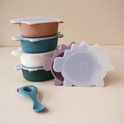Stegosaurus dino Bowl With Lid Stack Pastel Colours