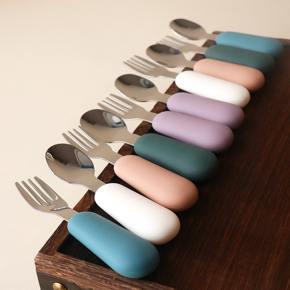child cutlery set stainless steel pastel handle