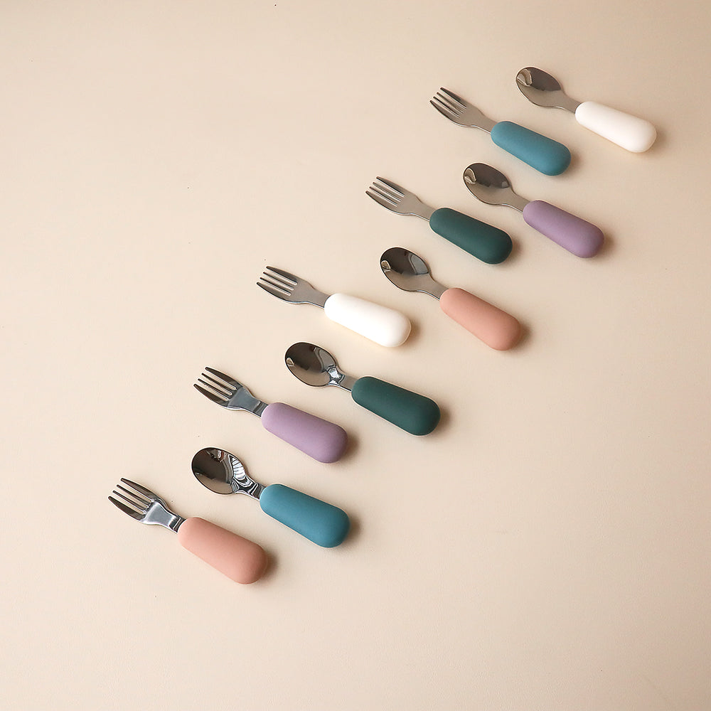 kids cutlery set stainless steel pastel handle