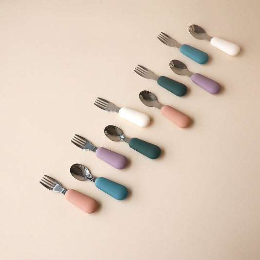 kids cutlery set stainless steel pastel handle