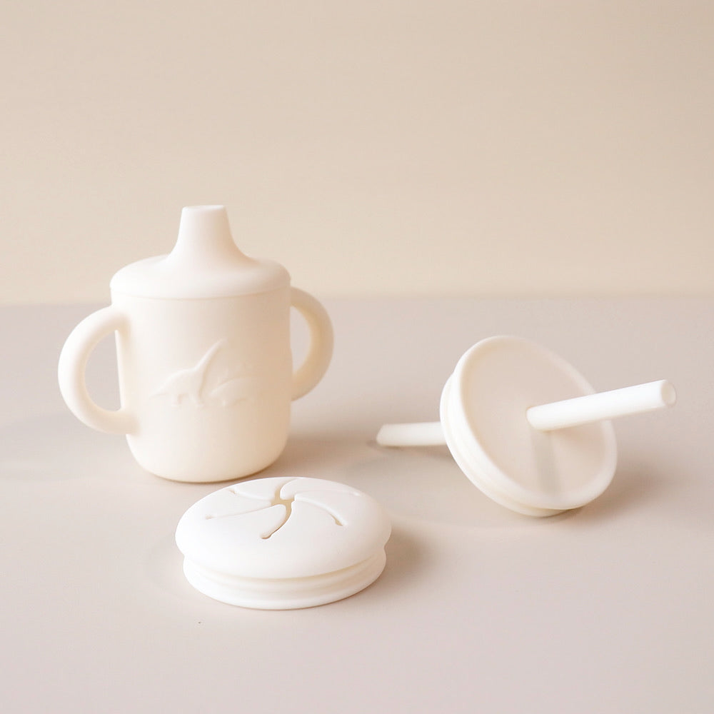 kids dinosaur sippy cup marshmallow straw lid snack pot