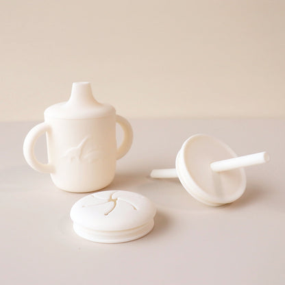 kids dinosaur sippy cup marshmallow straw lid snack pot