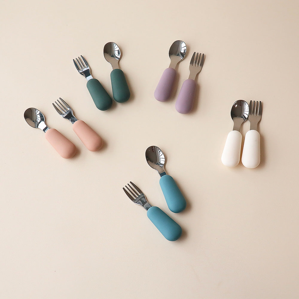 pastel cutlery set stainless steel silicone