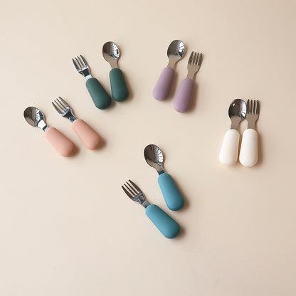 pastel cutlery set stainless steel silicone