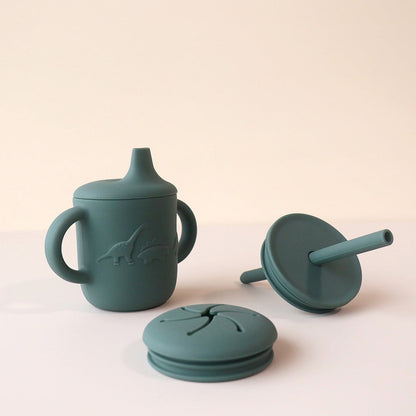 pickle and bear dinosaur embossed sippy cup Forest Green