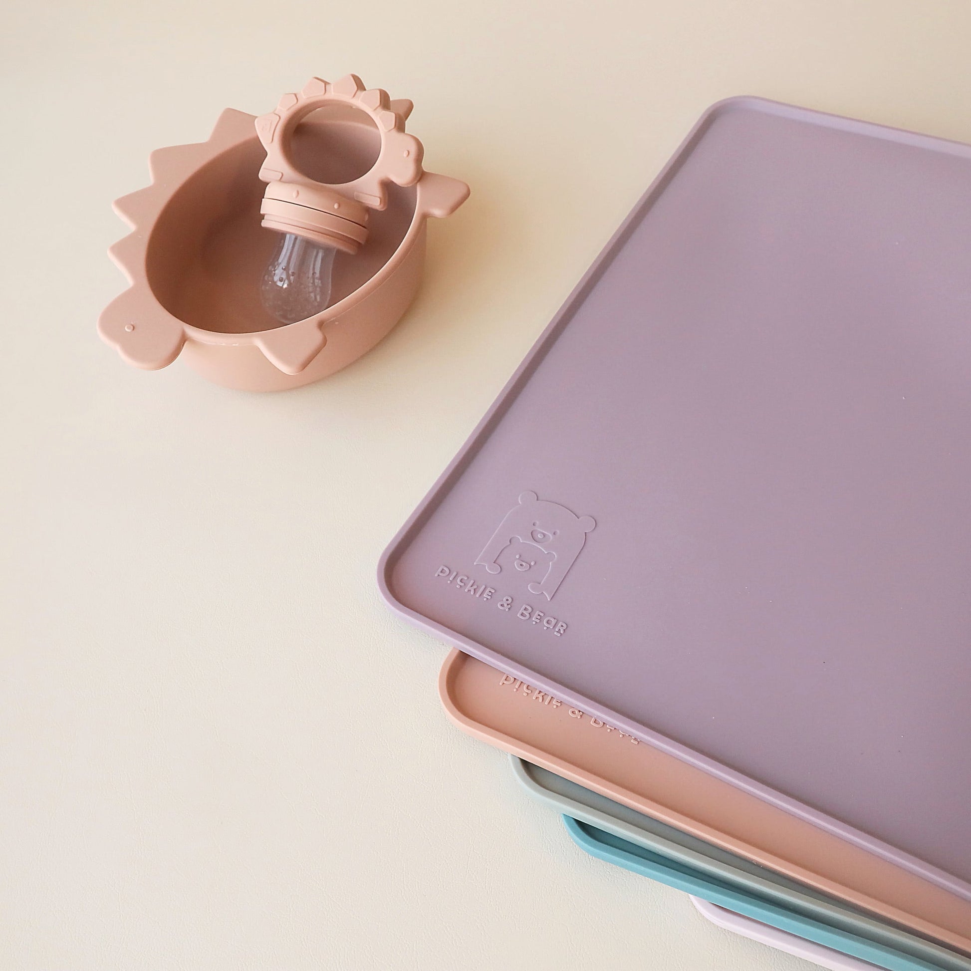 pickle and bear placemat raised anti spill edge