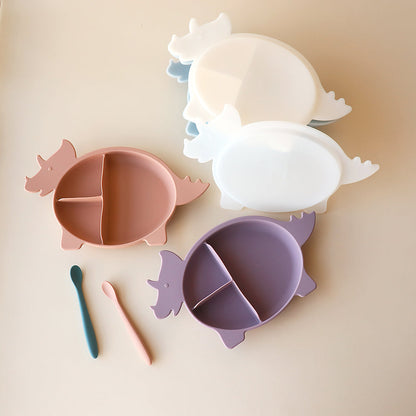 triceratops dino plate sections with spoon lids